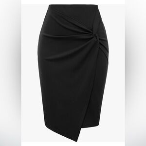 Black wrap midi skirt